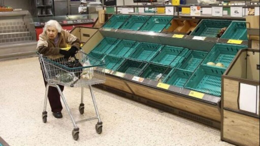 old lady shopping no food