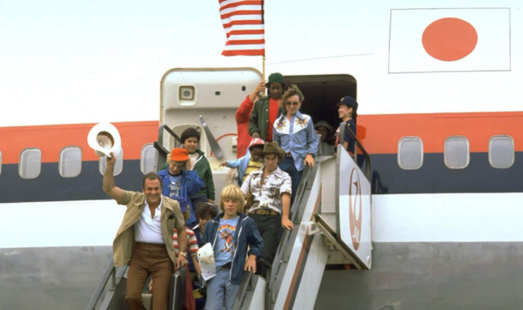 Exiting the airplane